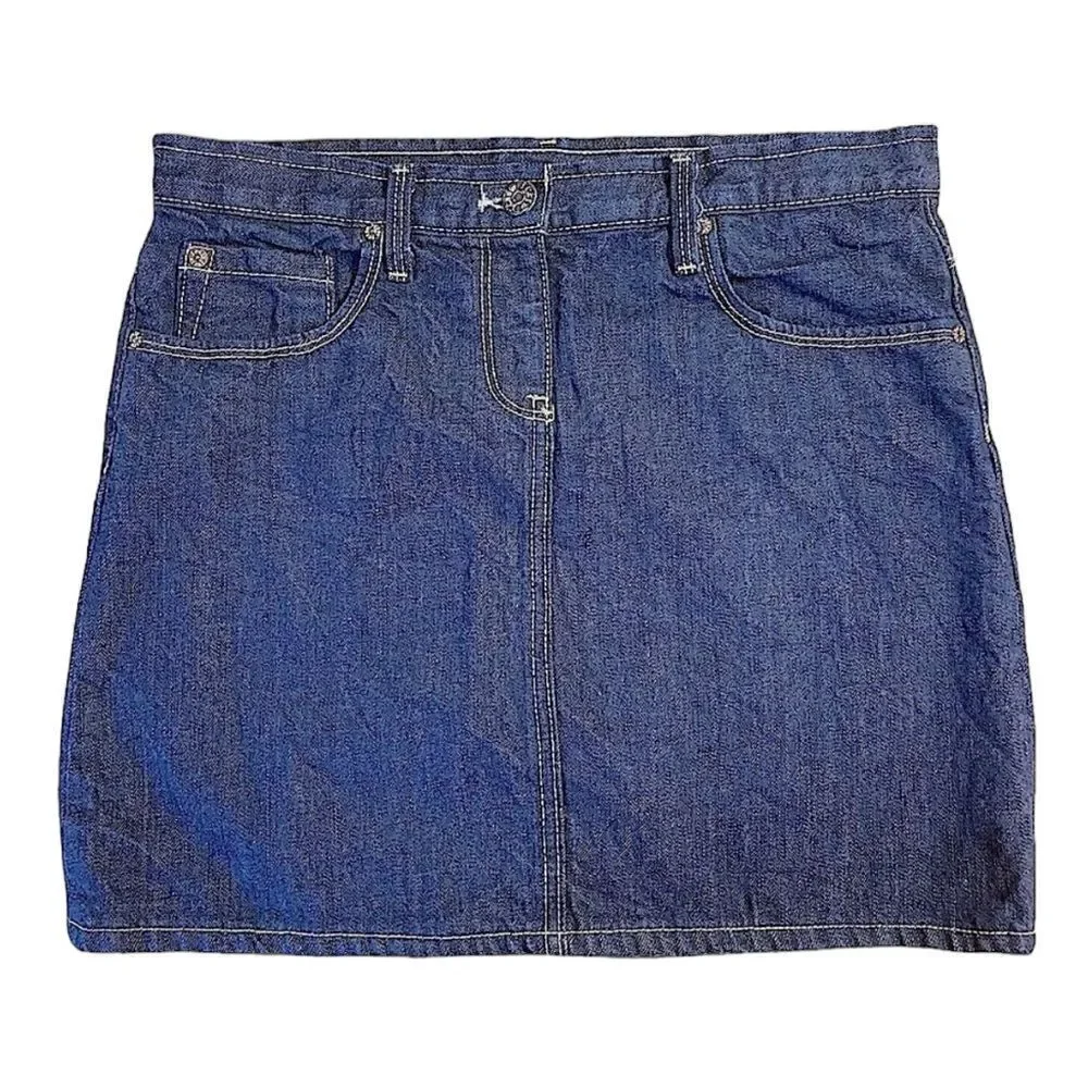 J.Crew Crinkle Effect Blue Denim  Jean Mini Skirt Size S